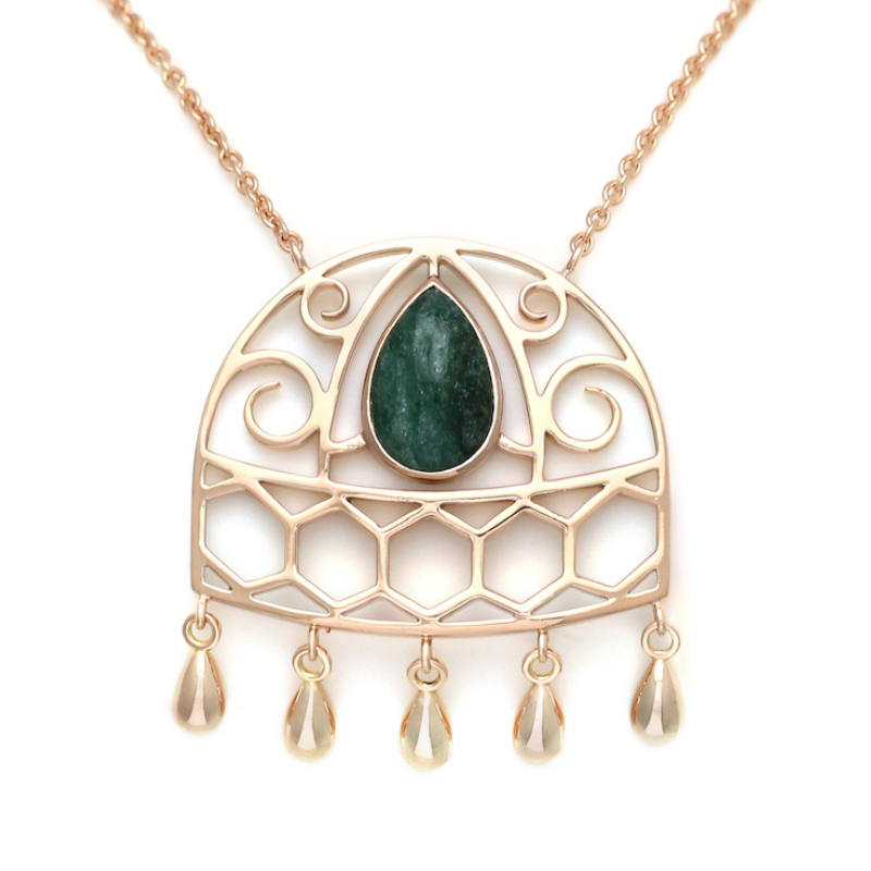 Sophie-rinieri-collier-union-Aventurine-Or-rose-gestion-emotion-et-Harmonie